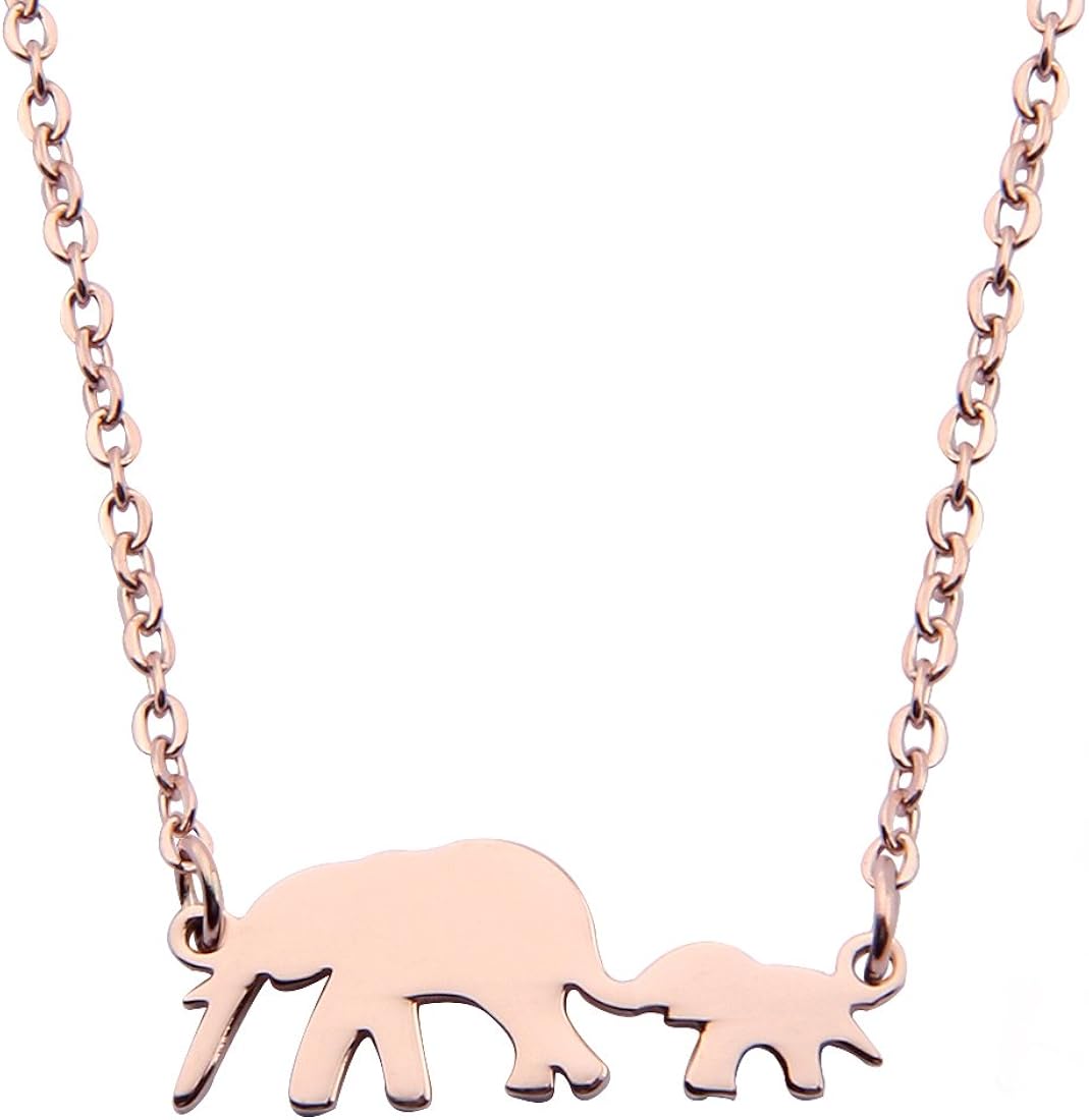 mother and two baby elephants necklace