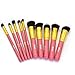 FEIYAN Makeup Brushes Set Premium Synthetic Cosmetic Set Professional Liquid Foundation Face Eyeliner Blush Contour Powder Brushes Kit (10 pcs, Golden Pink)