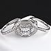 FENDINA Women 3 PCS Vintage 18K White Gold Plated Wedding Engagement Rings Set Princess Cut White CZ Promise Rings for Couples, Size 9