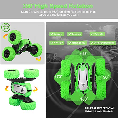 KToyoung RC Car Toys for Kids Adults, Remote Control Car with Double Sided Rotating Vehicles 360Â°Flips, RC Stunt Cars Toys with Dual-Color Headlights for Boys Girls Birthday Xmas Gifts