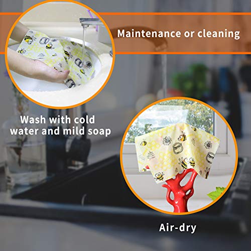 image for Hilbertbrook Beeswax Wrap(6 pack)+ Silicone Lids(6 size), Wax Wraps Fo