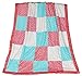 Gia Coral Minky Dot Patchwork Blanket, Reverses to Coral Satin