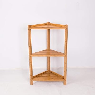 NewRidge Home Goods Natural Bamboo 3 Tier Corner Shelf