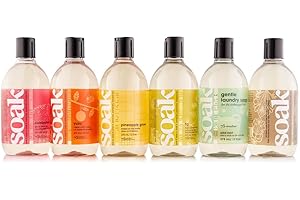 SoakBox Sampler 6-Pack – Eco-Friendly No-Rinse Detergent, Plant-Derived, Biodegradable Formula, 6 Assorted Scents - 90 ml / 3