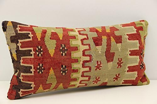Handmade Lumbar kilim pillow 10x20 inch (25x50 cm) Oriental Boho pillow Turkish Kilim pillow cover Chair pillow Small Oblong Kilim Cushion Cover Tribal Pillow