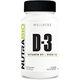 NutraBio Vitamin D (2000 IU), Immune Support - 90 Vegetable Capsules
