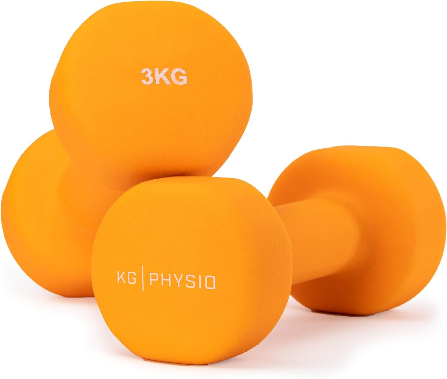 KG Physio Weights Dumbbells Set Women & Men - Neoprene-Coated & Sweat-Resistant Weights Set with Anti-Roll Technology & A3 Exercise Poster, Gym Equipment for Home, 1-10 kg Dumb Bells Pair