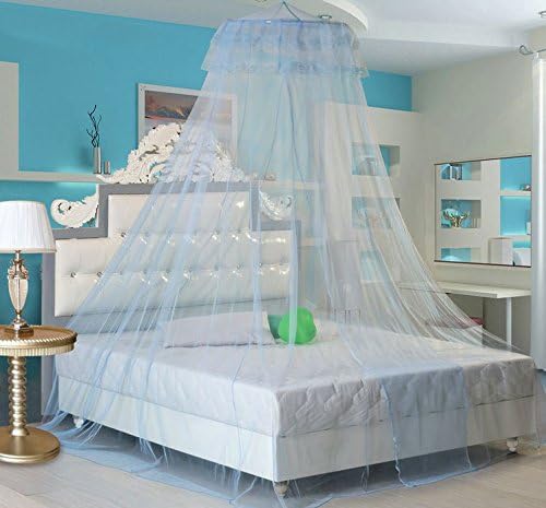 Scream Store Mosquito Net 100% Polyester Round Lace Curtain Dome Bed Canopy Netting Princess Crib Netting(Light Blue)