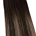 Ugeat 18inch Clip In Remi Hair Extensions Human Hair Dark Brown #4 Fading to #18 Dirty Blonde 100 Brazilian Silky Straight Clip in Human Hair 10Pcs 120Gram