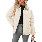 Dokotoo Women's Winter Casual Quilted Jackets Long Sleeve Button Down Puffer Jacket Padded Outerwear Coats