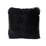 Super Soft Throw Pillow Case Cover Plush, FreshZone Christmas Pillow Covers 16x16 Xmas Pillow Case Decorative (Black)