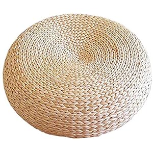 qq Woven Straw Cushion, Handmade Chair Cushion, Yoga Seat Cushion, Meditation Pad, Hand Woven Tatami Floor Cushion, Knitted Straw Flat Seat Cushion for Bedroom Living Room(40 x 17cm)