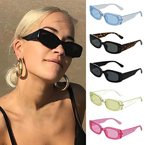 Oversized Sunglasses Women Men - Retro Classic Polarized Frame Clear Lens 100% Protection Eyewear (Blue, Size:Free Size) - Thumbnail 3