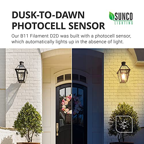 Sunco Lighting 10 Pack Dusk to Dawn Light Bulbs Outdoor Candelabra LED