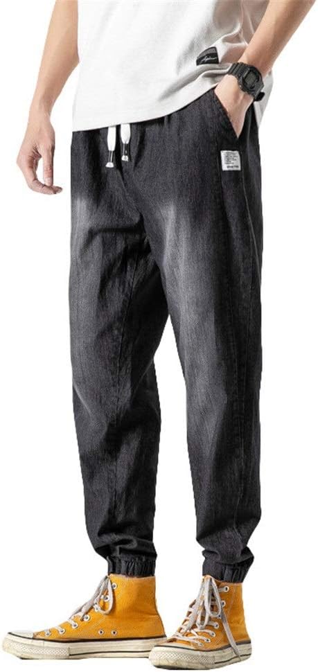 Amazon Co Jp Wdsft メンズジーンズルーズパンツトレンディラベルワイルドコットンクロップドカジュアルパンツ春 Color Gray Size 4xl ホーム キッチン