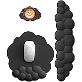 Cloud Keyboard and Mouse Wrist Rest Pad for Computer Arm Pain Relief- Ergonomic Wrist Support Mousepad with Non-Slip PU Base for Office, Gaming, and Home Use Anti-Fatigue(Black)