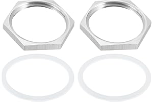 uxcell 2pcs Cast Pipe Fitting Hex Locknut with Washer 304 Stainless Steel Hex Lock Nut NPT 1" Female Thread for Plumbing Fixed, Water Broom and Undercarriage Cleaner, 1.42" OD