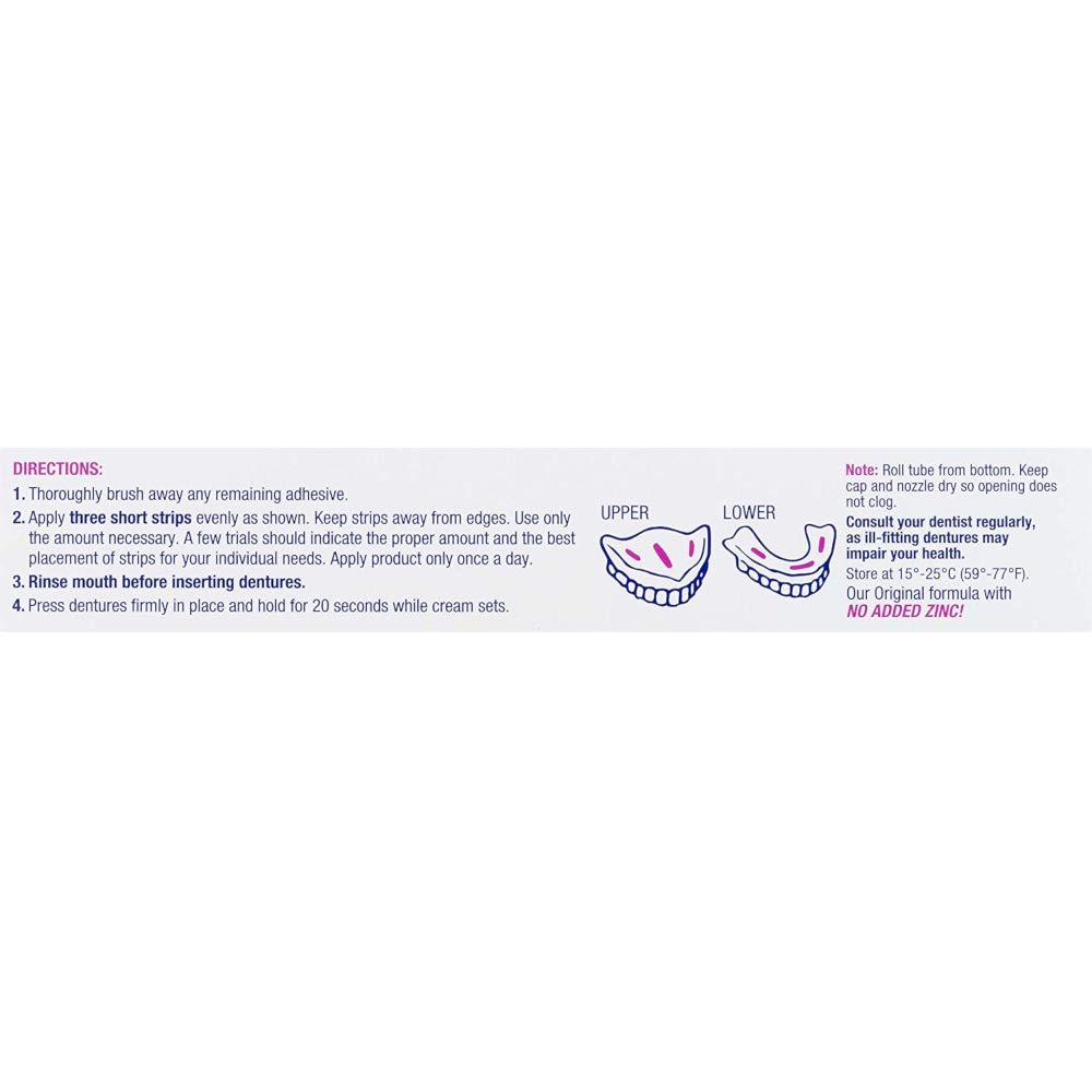 Effergrip Extra Strong Denture Adhesive Cream, Zinc Free, 2.5 oz - 2pc : Beauty