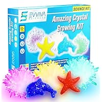 Evviva Sciences Crystal Growing Kit for Kids Science Kit to Make & Grow Rocks, Crystals, Gems - Easy All Inclusive Set - Chemistry, Geology & Learning Experiment Toy - w/ eBook