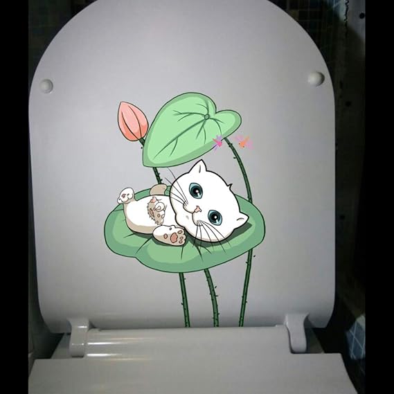 BLLXMX 14.5 * 21.1 cm Gatos en loto hojas aseo etiqueta de la pared