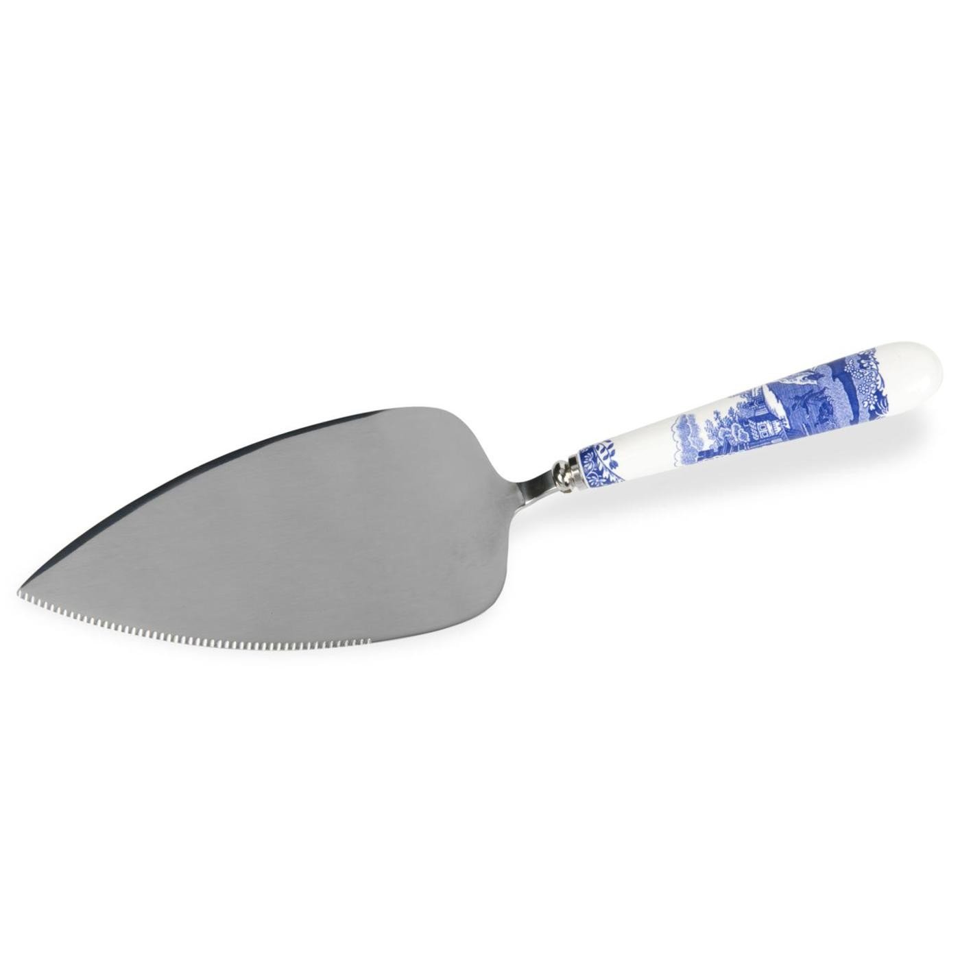 Spode Blue Italian 25 cm Porcelain Handled and Stainless Steel Cake Slice, Cake Server Blue/White, BLI1104-X