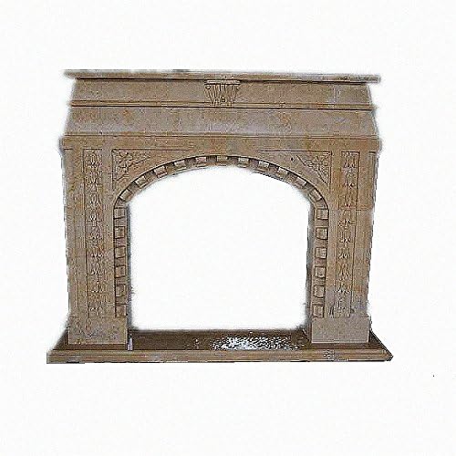 MCM3 Hand-made Nature Stone Luxury Fireplace Mantel,Beige,67"x55"x11.8"