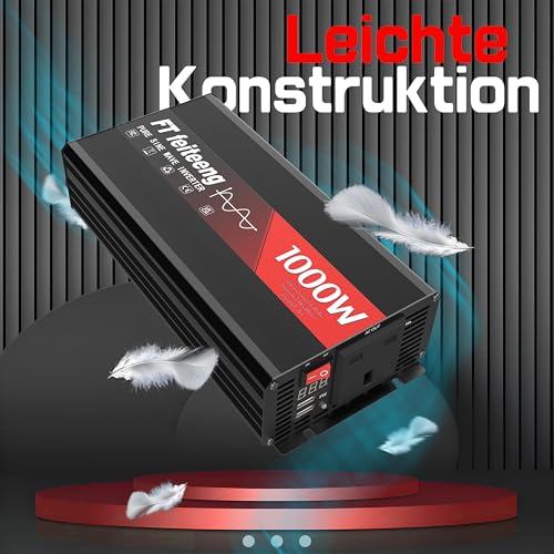 1000W 12V to 240V Pure Sine Wave Inverter,Power Inverter, Stable Output, Dual USB 3.1A Fast Charging, LED Display, 6 Protection Functions, Car Inverter for Camping Emergency