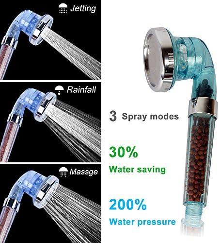 Ionic Filter Handheld with 3 Control Switch Shower Modes \ Handheld Showerhead，Filtered Handheld Shower Head Body Spray Water Saving Ionic Showerhead Helps With Dry Skin And Hair (Blue)