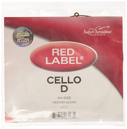 Super Sensitive Red Label 6127 Cello D String, 4/4 (2 Pack)