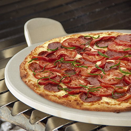 Baking Pizza Stone with handles for Grill, Oven & BBQ15” Durable