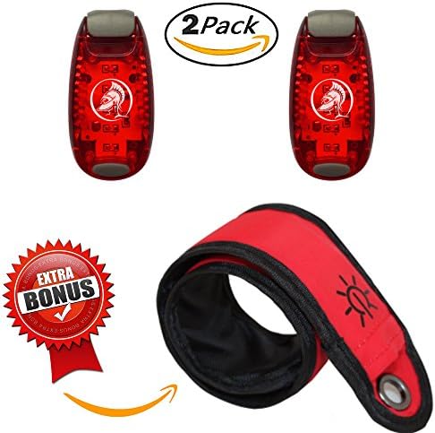 LED Running for Fathers Day Safety Light [2 Pack] + Slap Sports Armband is the Best #1 in Reflective Running Gear, Biking Gear, Walking, Jogging, Dog Collar, Bike | Batteries Included