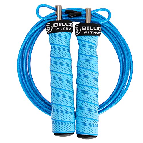 5BILLION Speed Jump Rope - Nature Handle - Adjustable with Ball Bearings - Workout for Double Unders, WOD, Outdoor, MMA & Boxing Training (bend-lake)