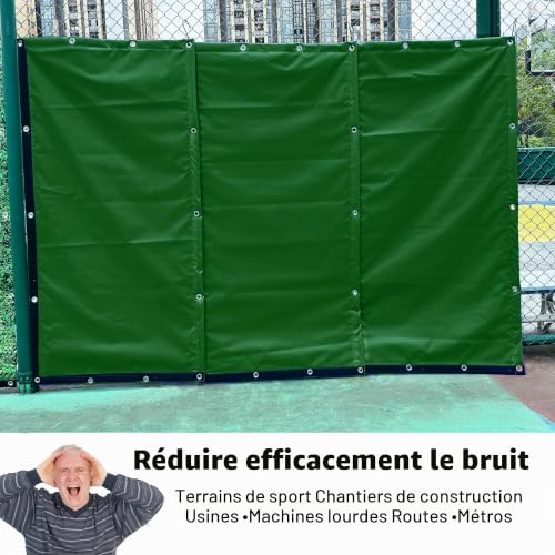 LTCANOPY Acoustic Barrier Outdoor Soundproof Cover Sound Proof Protection Construction Site Sports Pitch Sound Insulation 200 x 100 cm (Green)