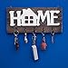 I.S.Company- Key Holder for Wall “Home” Natural Wood | Decorative Rustic Key Ring Holder w/ 5 Hooks, Premium Organizer for Living Area, Kitchen, | Wall-Mounted Keyring Rack (Special Brown)