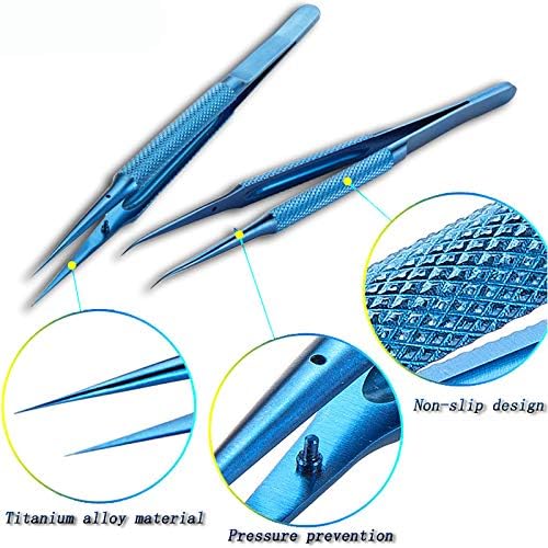 Anti-Magnetic Titanium Microsurgical Straight Curved Tweezers Anti-Corrosion with 0.15Mm Fine Tip Nipper Maintenance Repair Tool Head Straight Tweeze