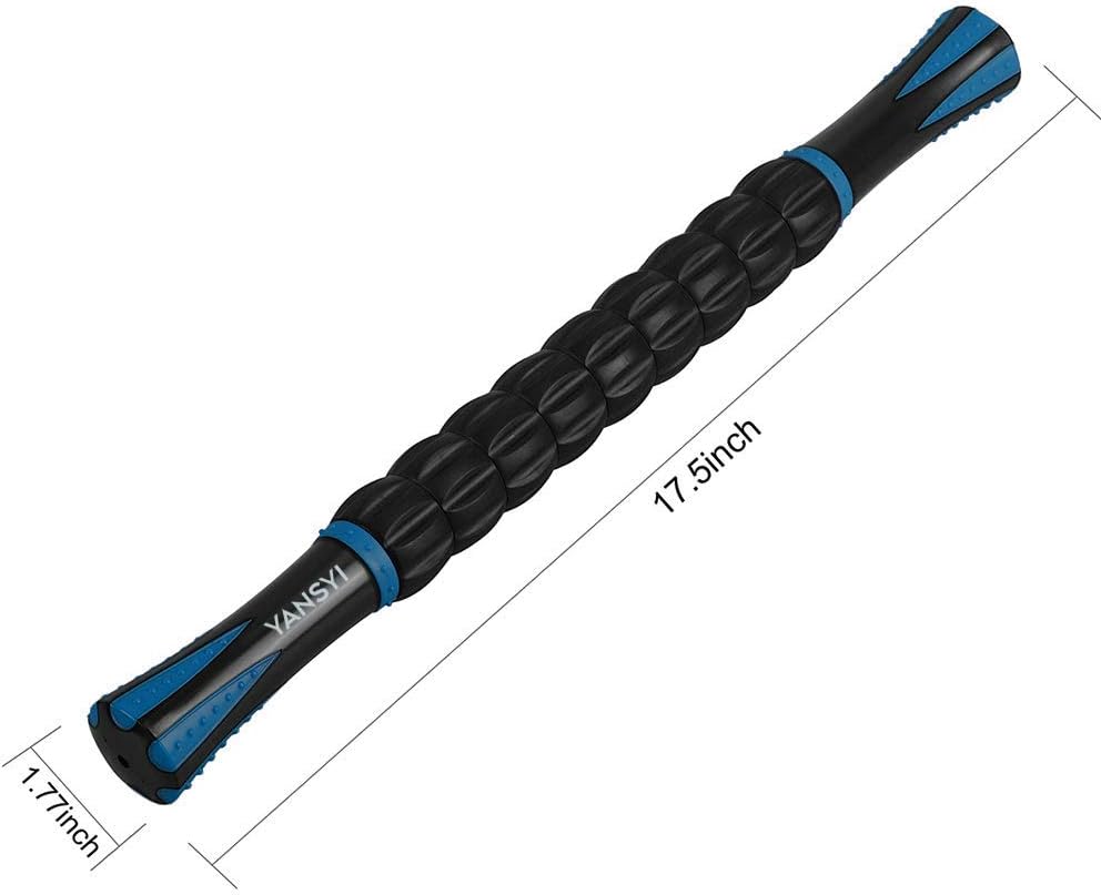 Yansyi Muscle Roller Stick for Athletes - Body Massage Roller Stick - Release Myofascial Trigger Points Reduce Muscle Soreness Tightness Leg Cramps & Back Pain for Physical Therapy & Recovery (Blue 1): Health & Personal Care