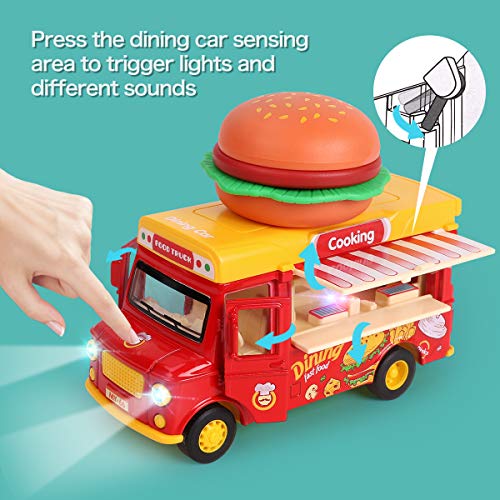 image for REMOKING Fast Food Car Toy, Stem Alloy Dining Pull-Back Magnetic Induc