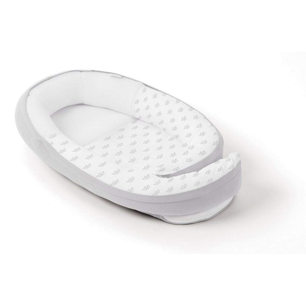 doomoo Cocoon Baby Nest - Organic Cotton, Breathable 3D Mesh, Adjustable Size, Removable Cover - Grey