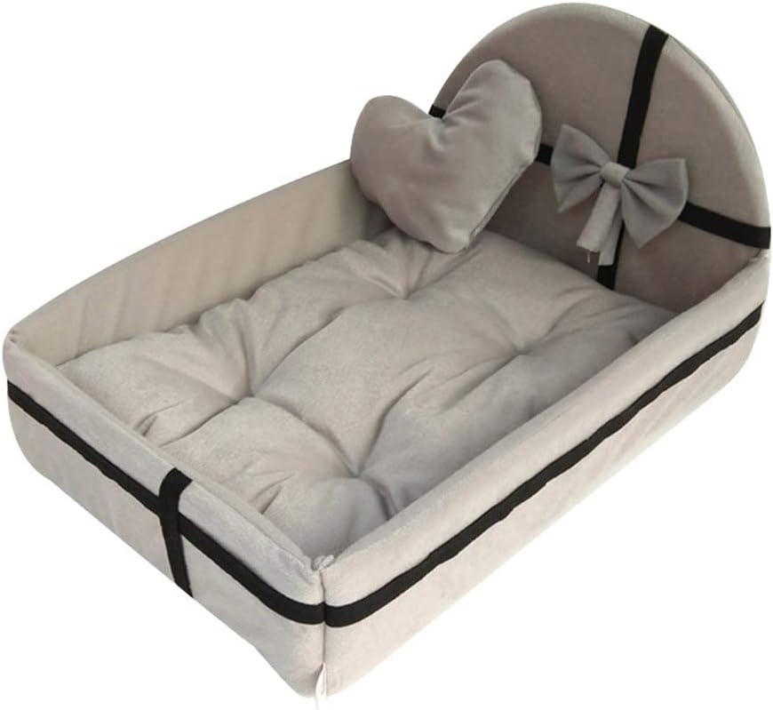Wellouis Pet Dog Puppy Cat Nest House Bed with Heart Pillow, Detachable Soft Pet Cushion Pet Sleeping Pad