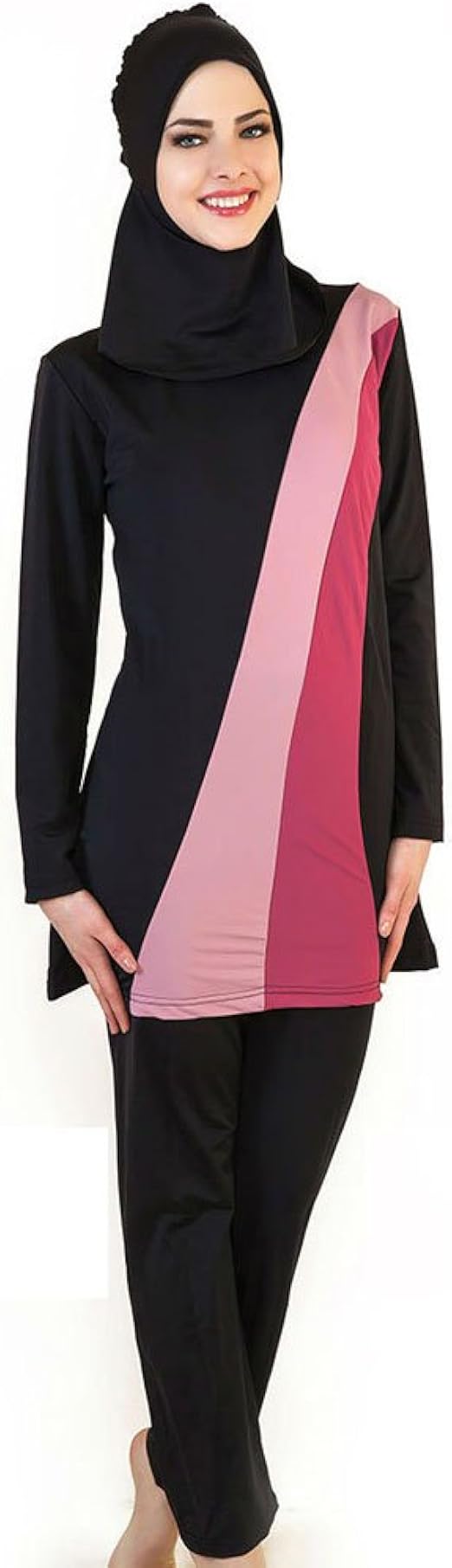 S 4XL Hot Sale Striped Full Coverage Women Islamic Swimwear Plus Size Long Sleeve Muslim 