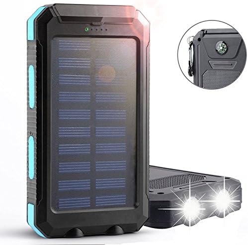 Solar Charger,Solar External Battery Pack,Portable 8000mAh Dual USB Solar Battery Charger Power Bank Phone Charger with LED Portable Solar Phone Charger for Phones (Blue)