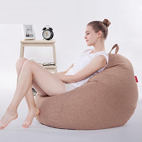 Ehonestbuy Large Bean Bag Chair Cover Kids' Stuffed Animal Storage Bags, Microfiber Cotton Toy Organizer for Kids Bedroom, Storage Solution for Plush Toys, Towels & Clothe,31x35 Inch (Khaki)