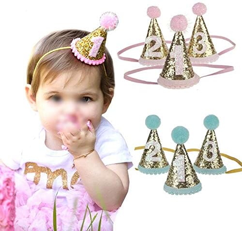 WELLDRESSED 1pcs Cute 1 2 3 Birthday Party Hats Dot Hairball Cap Baby Shower Birthday Party Photo Props Children Party Decor