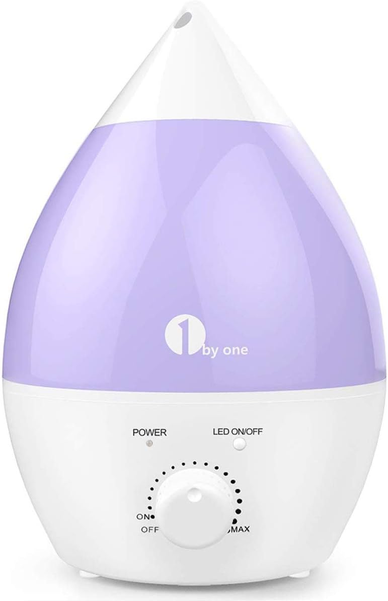 1 BY ONE Humidificador ultrasónico No Ruido 2.8 litros - Luces LED de 7 Colores - con la función Apagado automático para su hogar y Oficina