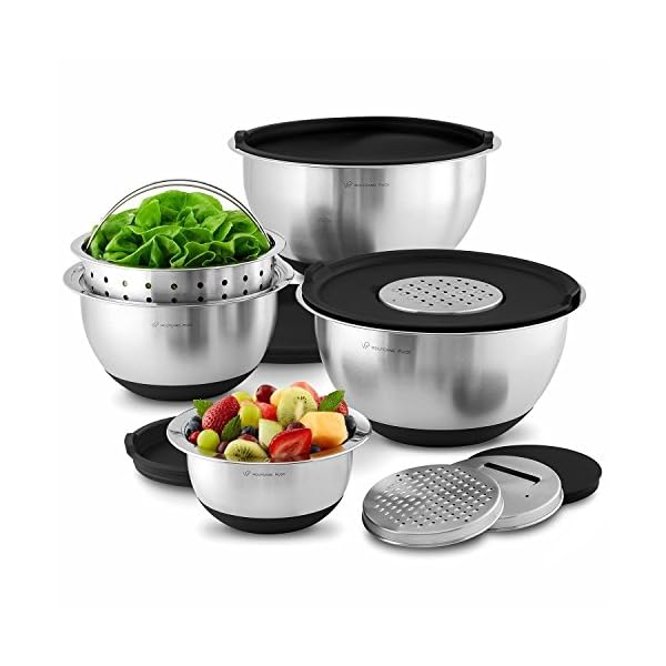 Wolfgang Puck 12Piece Stainless Steel Mixing Bowl Set, Silicone Grip
