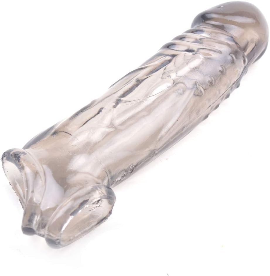 PleasureBoxxx Realistic Penis Sheath Extender Cock Ring with Veins, Black