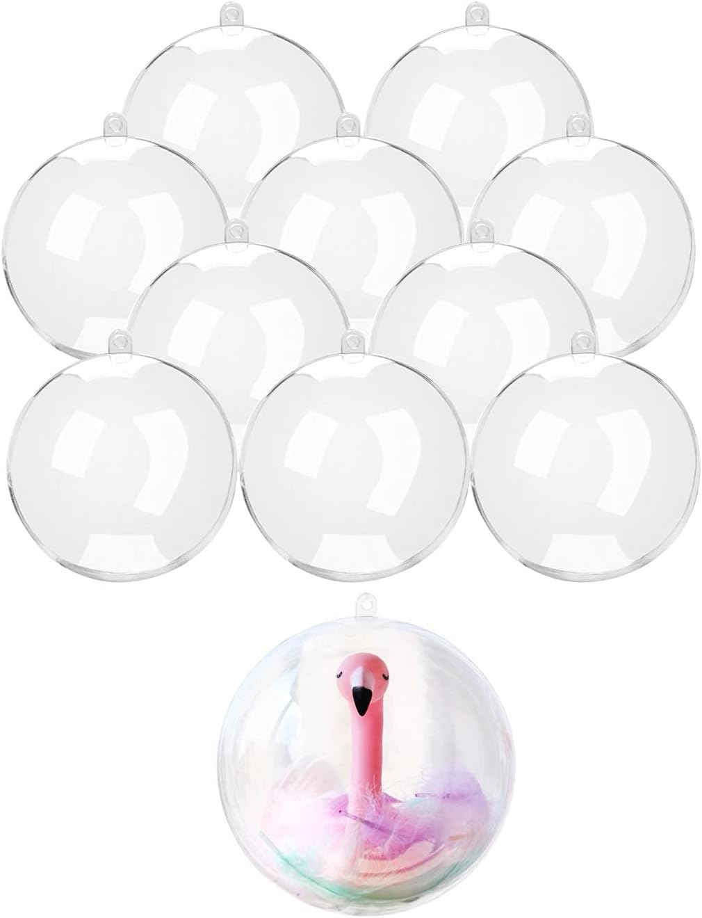 Ornaments - ZUOKEMY 10 Pcs 3.14 inch Filling Transparent Plastic Decorative Call DIY Craft Ball Transparent Ball Christmas, Birthday, Wedding, Party and Home Decoration Ornaments ((3.14