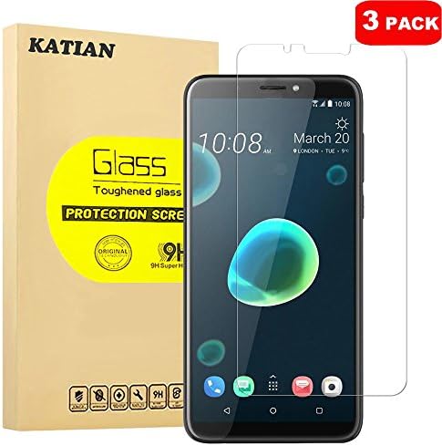 [3 Pack] HTC Desire 12 Plus Screen Protector, KATIAN HD Clear Protector [Anti-Scratch] [Anti-Fingerprint] [No-Bubble] [Case-Friendly], 9H Hardness Tempered Glass Screen Film for HTC Desire 12 Plus