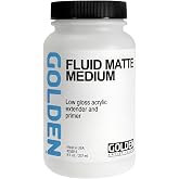 GOLDEN Fluid Matte Medium, 8 fl. oz. Bottle | Artist grade matte liquid medium; extends colors, reduces gloss; wax-like finish. Semi-Transparent