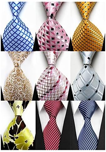 YanLen Lot 9 PCS Classic Men's Silk Polyester Tie Necktie Woven JACQUARD Neck Ties